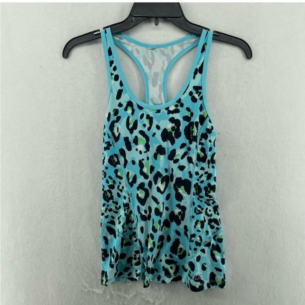 Lorna Jane tank top. Turquoise cheetah print. XS